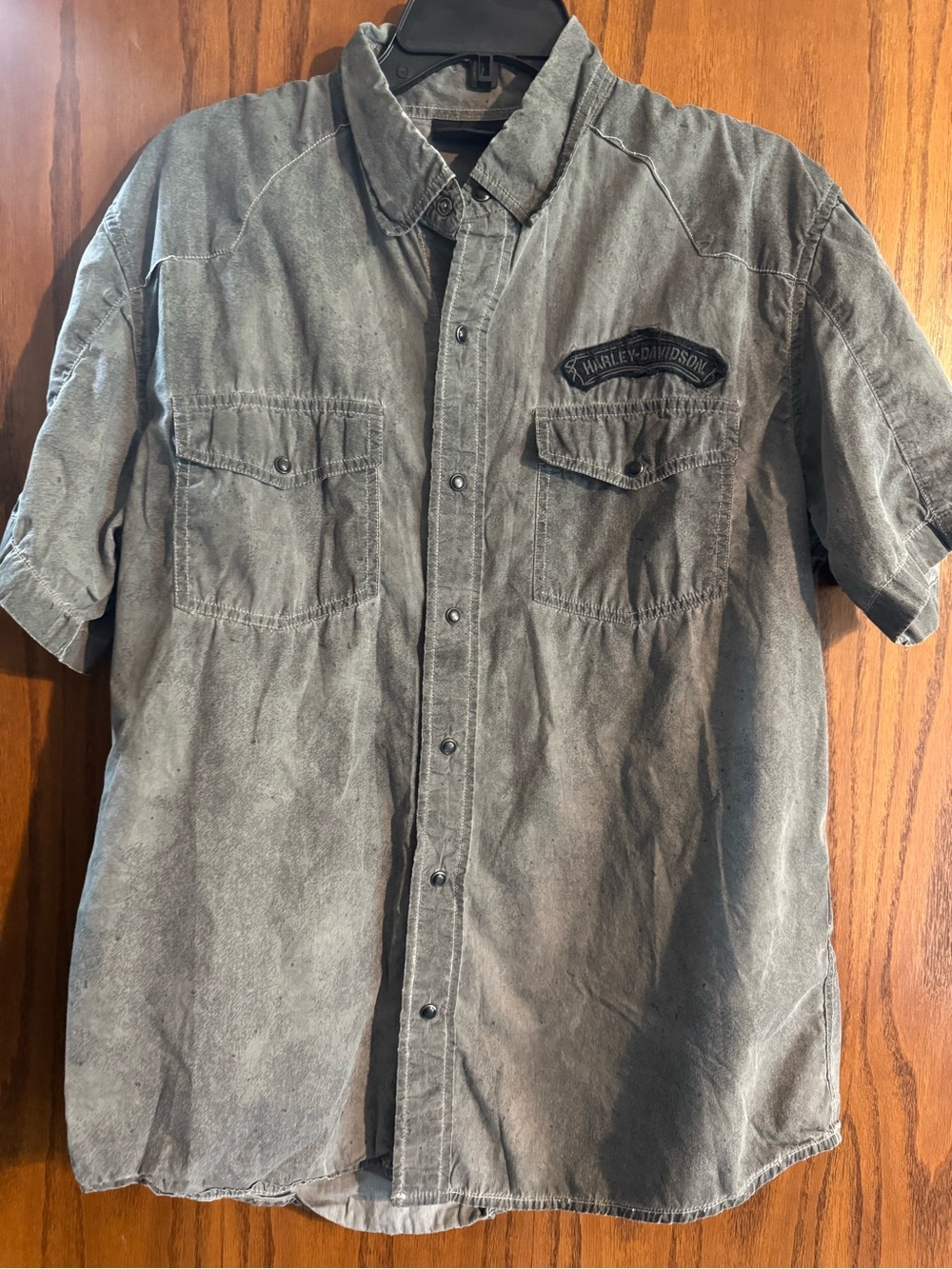 Harley-Davidson Gray Short Sleeve Button-Down Work Shirt